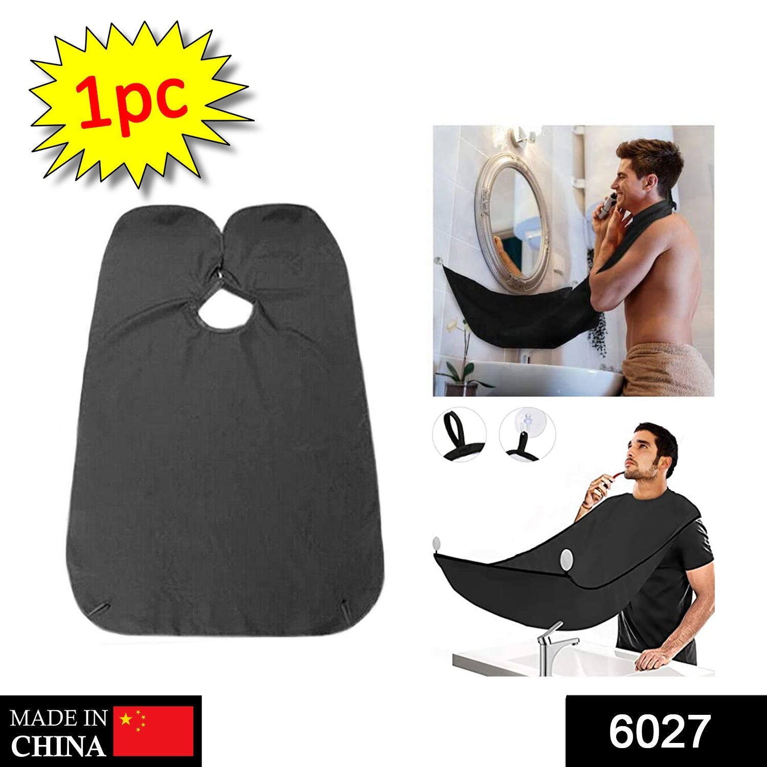 Black Beard Apron Hair Clippings Catcher Grooming Bib Black Beard Apron Hair Clippings Catcher Grooming Bib